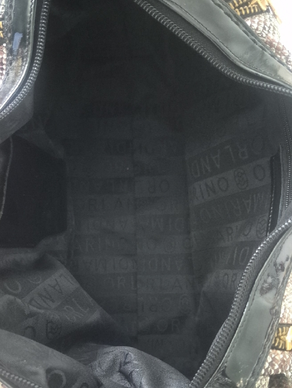 Marino Orlandi Black and Taupe Snake-Embossed Hobo - Picture 7 of 11